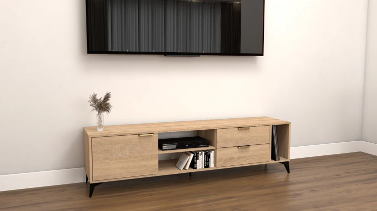 Szafka RTV Velmi II sonoma, antracyt 175cm Glamour złoto