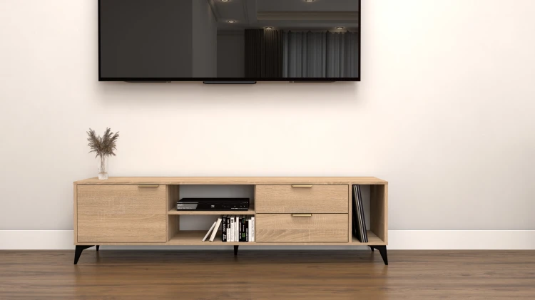 Szafka RTV Velmi II sonoma, antracyt 175cm Glamour złoto