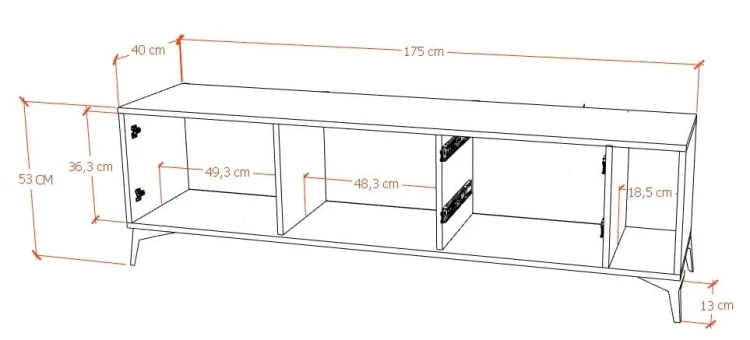 Szafka RTV Nordic Kaszmir 175 cm w stylu skandynawskim