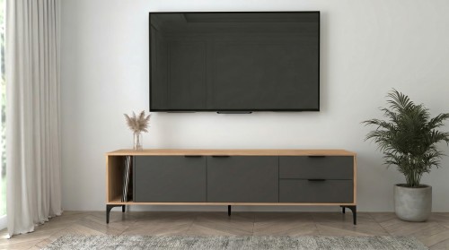 Szafka RTV VORELLO dąb craft złoty, antracyt 175cm