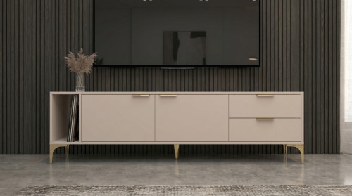 Szafka RTV Vorello kaszmir 175cm beżowa Glamour złoto