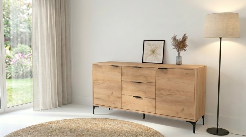 Komoda VORELLO loft dąb craft złoty
