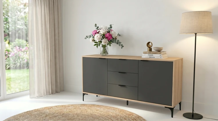 Komoda VORELLO loft dąb sonoma, antracyt