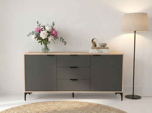 Komoda VORELLO loft dąb sonoma, antracyt