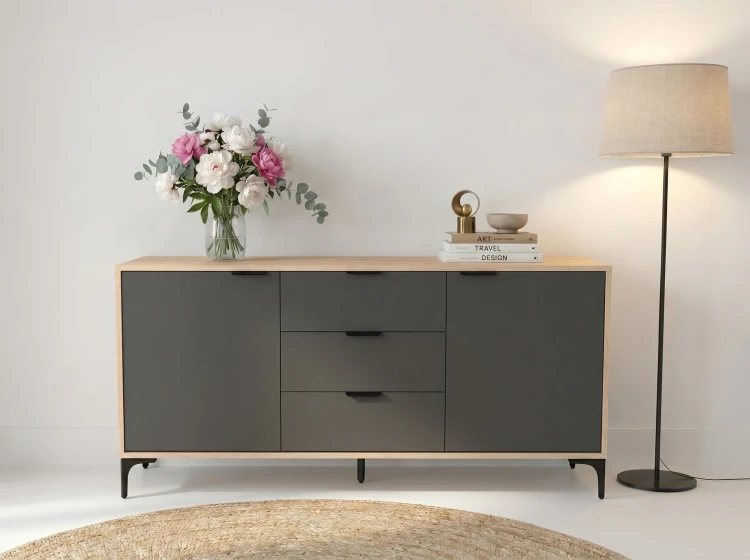 Komoda VORELLO loft dąb sonoma, antracyt
