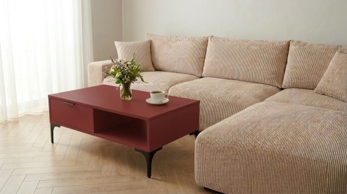 Stolik kawowy VORELLO loft Czerwony oxid