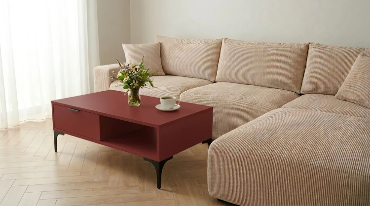 Stolik kawowy VORELLO loft Czerwony oxid