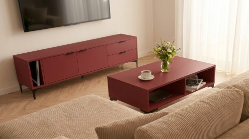 Stolik kawowy VORELLO loft Czerwony oxid