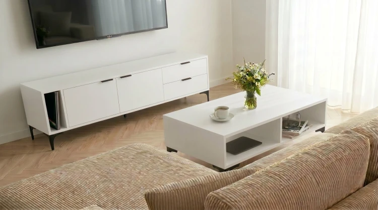 Stolik kawowy VORELLO loft biały
